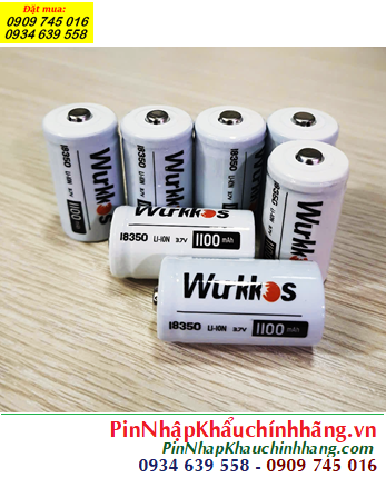 Wưkkos 18350; Pin sạc Wưkkos 18350 lithium 3.7v 1100mAh chính hãng /Loại đầu LỒI